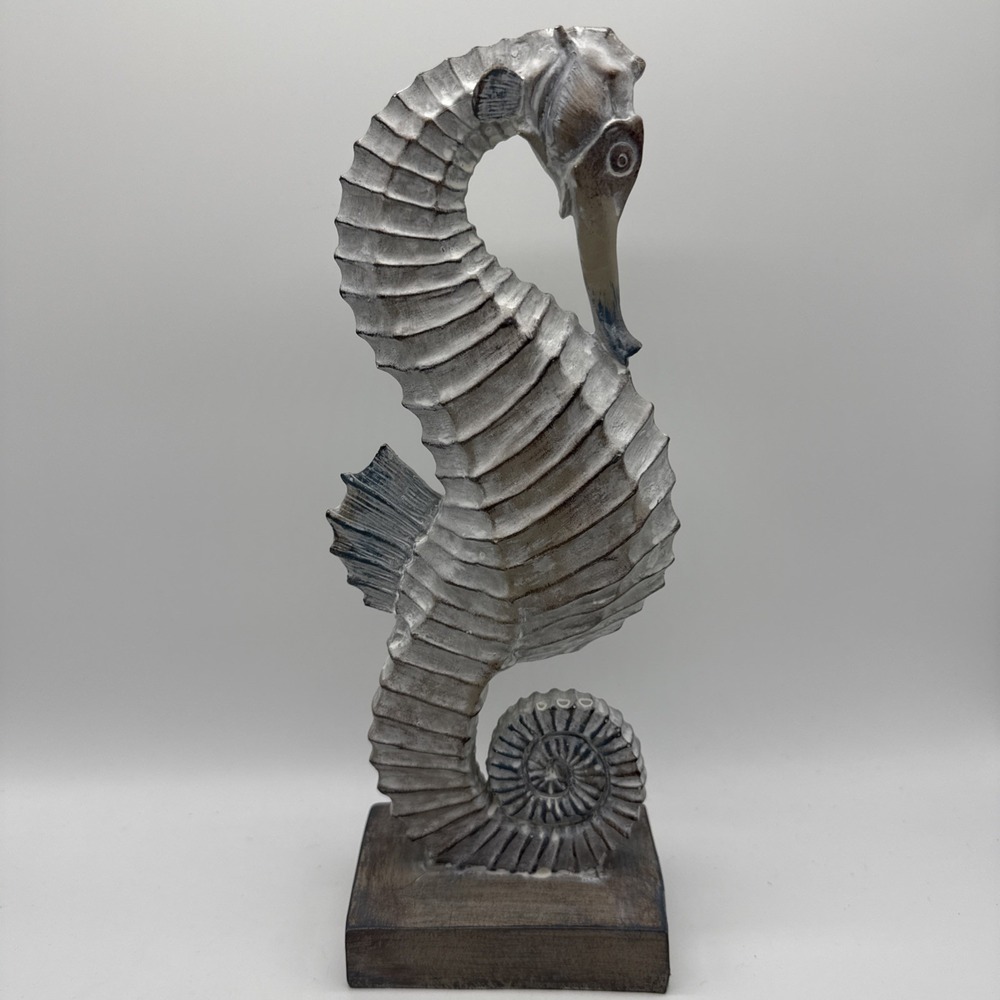 Coastal Wood Seahorse Figurine Sculpture Nautical‎ Decor 12.5" Beach Cottage